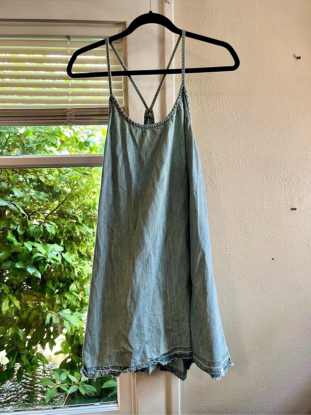 Treasure & Bond Chambray Denim Mini Dress Womens Sz L Casual Cottagecore Basic